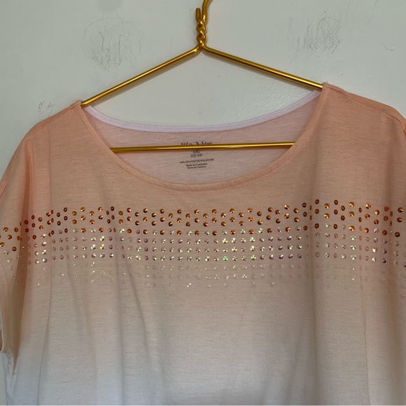 White Stag Coral Ombre Tee with Sparkle Detail Large - Picture 2 of 4